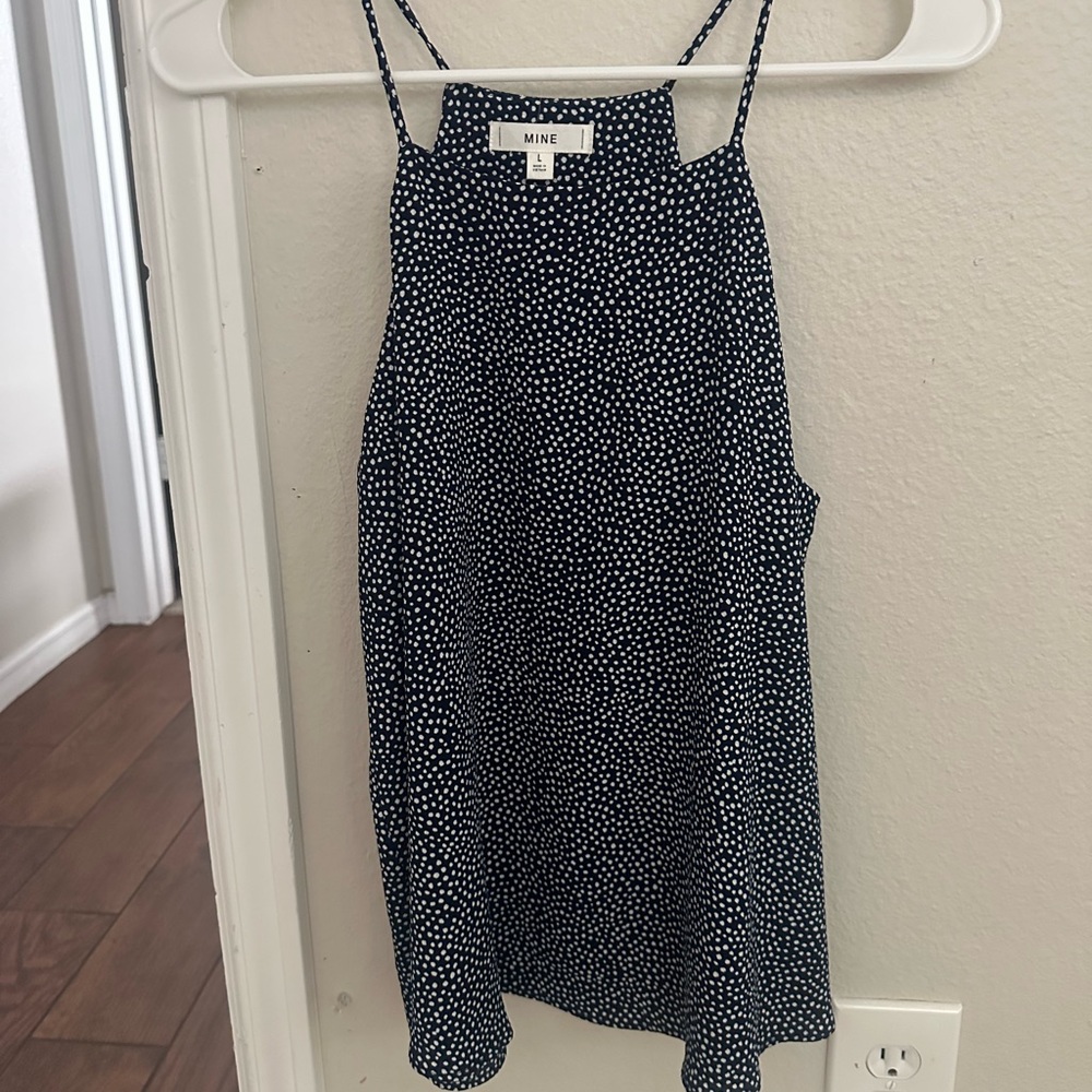 Dark blue polka-dot tank top